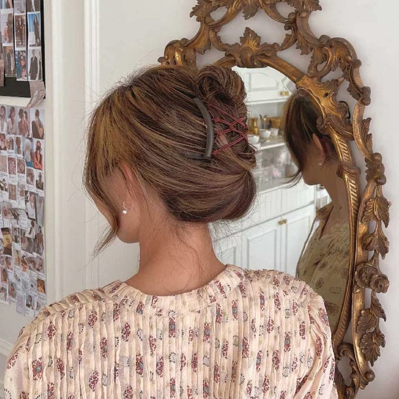 Lược Cài Tóc / Lược Tạo Kiểu Tóc Đuôi Ngựa Co Giãn Phong Cách Vintage Sáng Tạo Thời Trang Cho Nữ