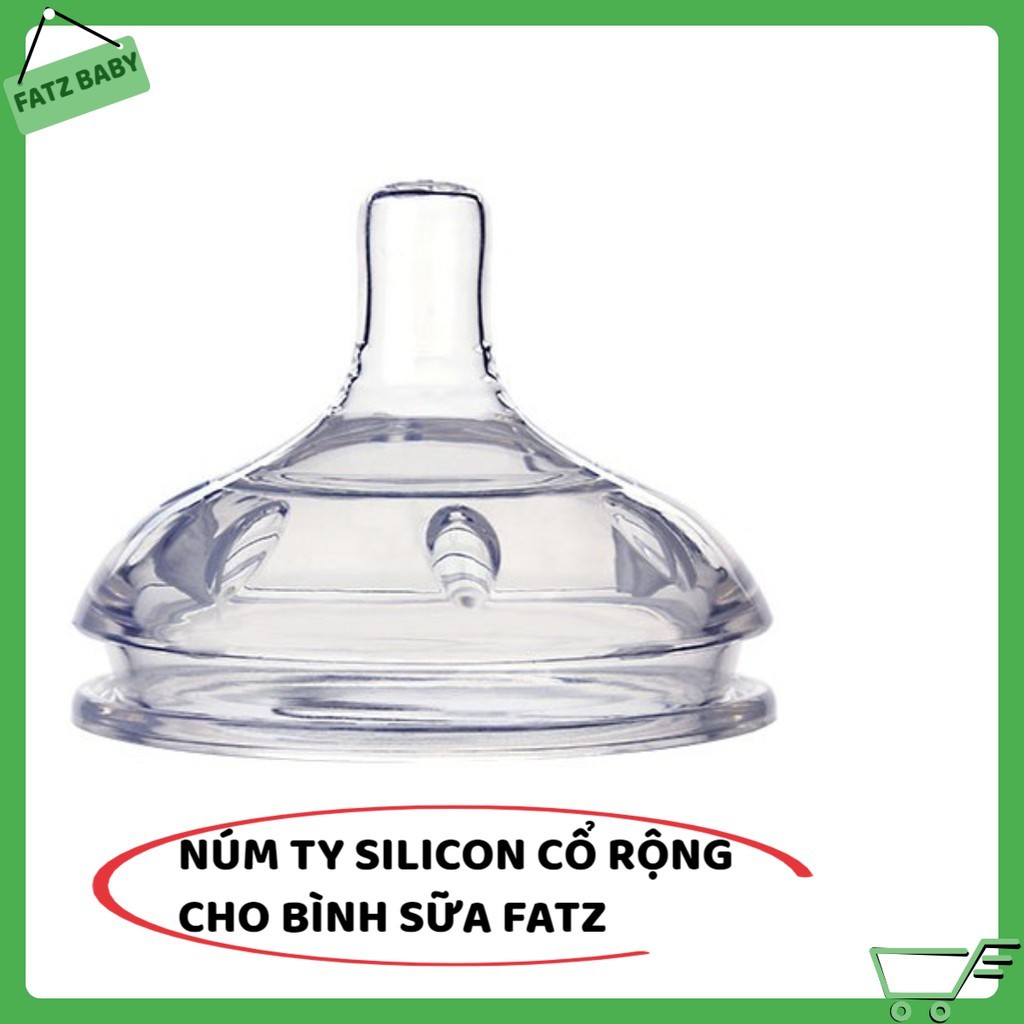 Núm Ty Silicon Cho Cổ Bình Siêu Rộng size S/M/L Fatzbaby hộp 1 cái