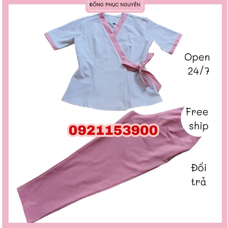 Đồng phục spa màu hồng phấn