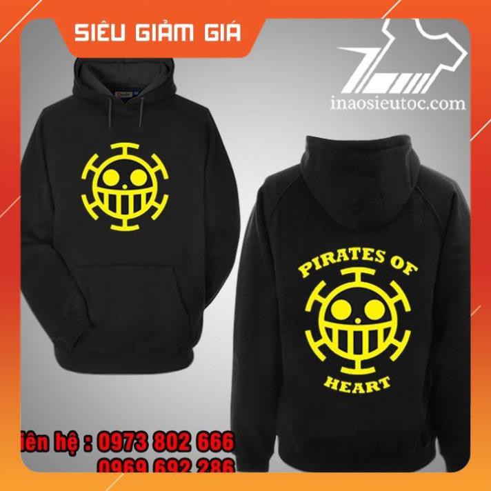 [SIÊU RẺ] Áo Hoodie đen logo Law One Piece đẹp rẻ chất lượng