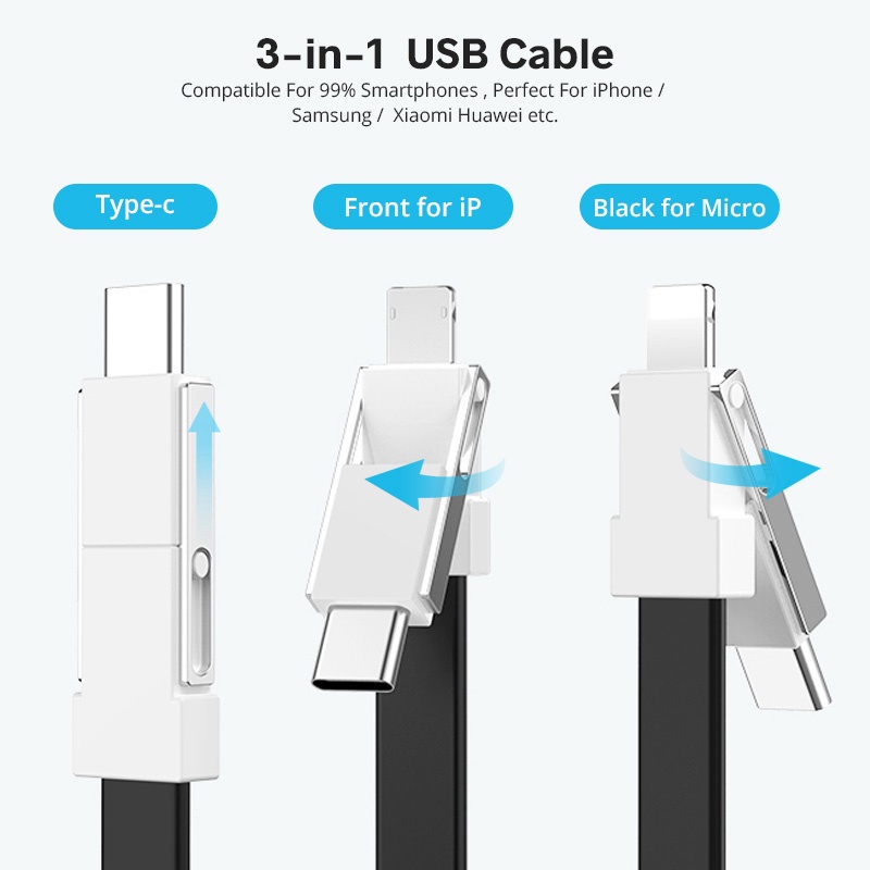 Đầu sạc Fonken micro type-c iP có móc khóa nam châm
