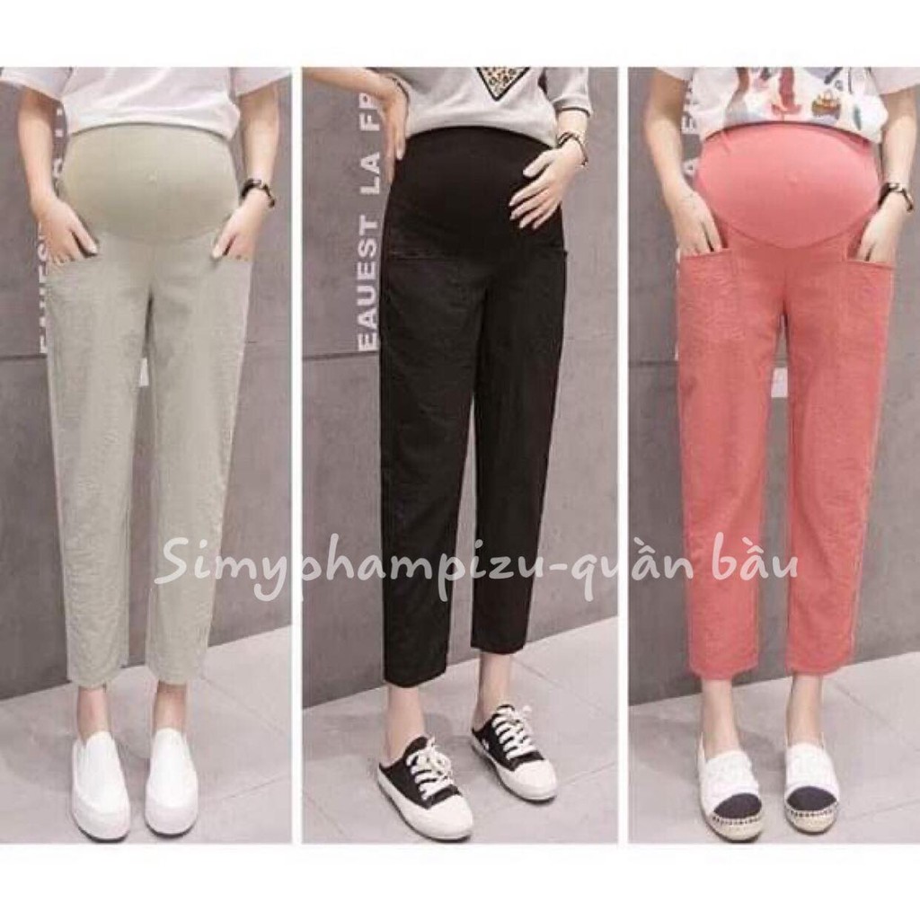 Quần Bầu Baggy Đũi Có Đáp Bụng Và Chun Chỉnh Qb8587