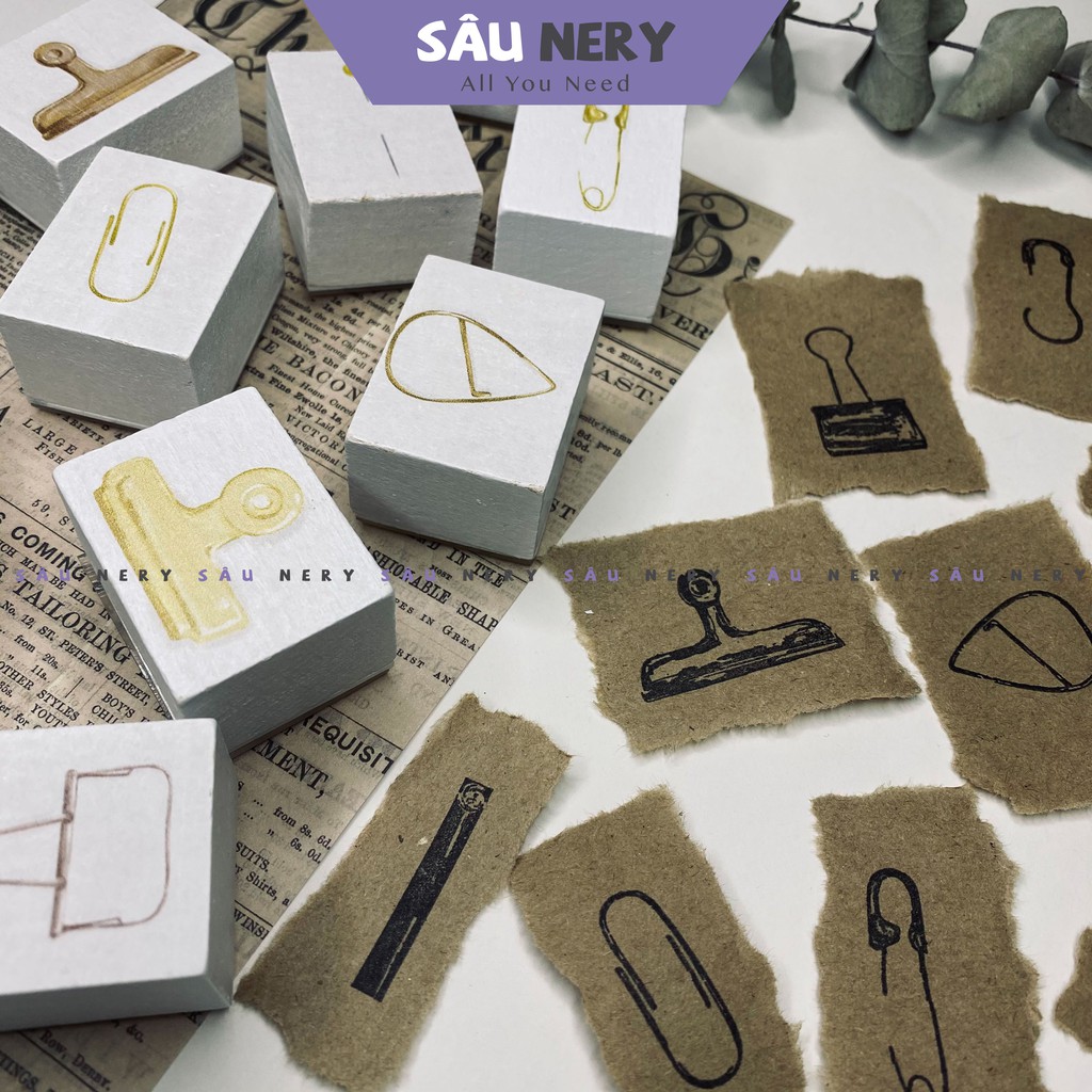 [SALE XẢ HÀNG] Sâu Nery - SN157 - Con dấu gỗ hoạ tiết kẹp giấy