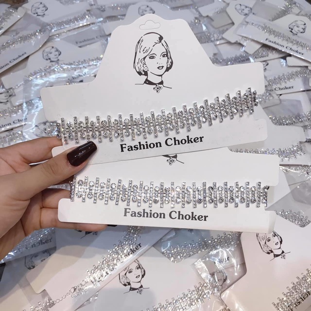Vòng cổ/Chocker răng cưa đính FULL đá cao cấp sang chảnh siêu xinh