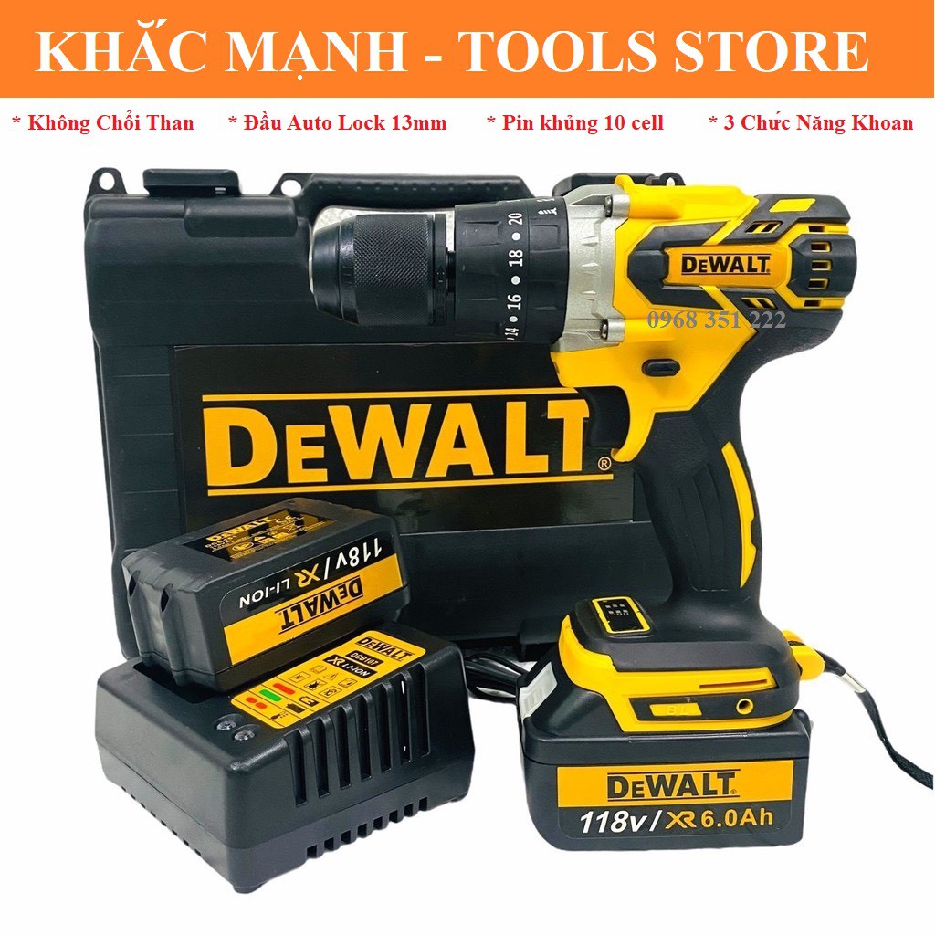 Máy Khoan Pin DeWaLT 118V động cơ không chổi than, HÀNG CHUẨN LOẠI 1