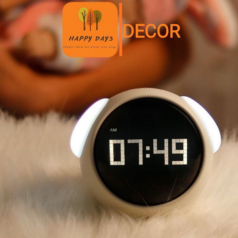 Đồng hồ để bàn báo thức Emoji Alarm Clock thông minh hiển thị biểu tượng cảm xúc có đèn led