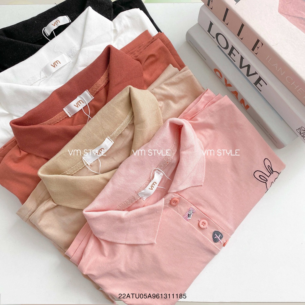 Áo thun VMSTYLE polo tay ngắn cổ bẻ thêu thỏ 976_ ATU00254