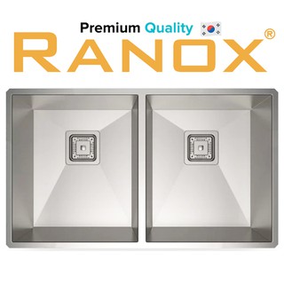 Chậu âm mặt đá 2 hố ranox nhập khẩu hàn quốc rn4411 - bảo hành 10 năm