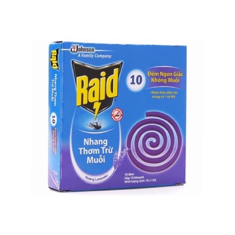 Nhang hương muỗi Raid lavender (1 hộp 10 khoanh)