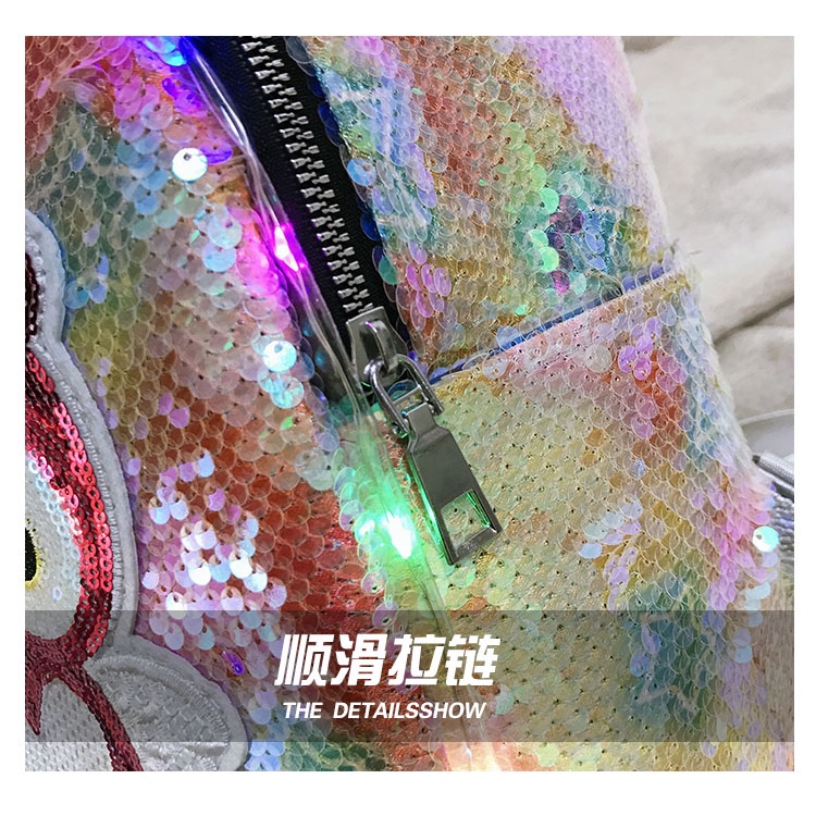 Balo bằng lông phối đèn lấp lánh hình kì lân dễ thương thời trang phù hợp cho trẻ em đi học