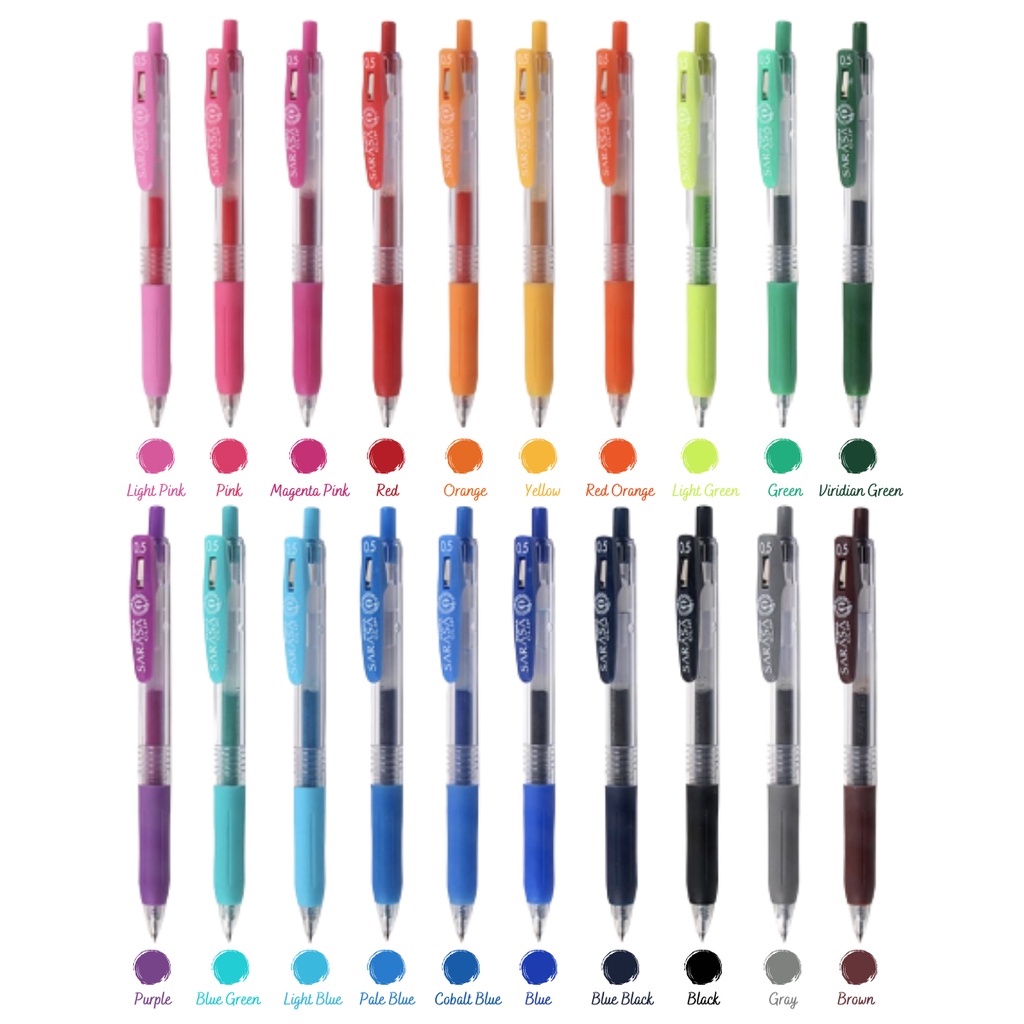 Bút bi gel ZEBRA SARASA CLIP JJ15 đầu bút 0.5mm nhiều màu hàng chính hãng Nhật Bản