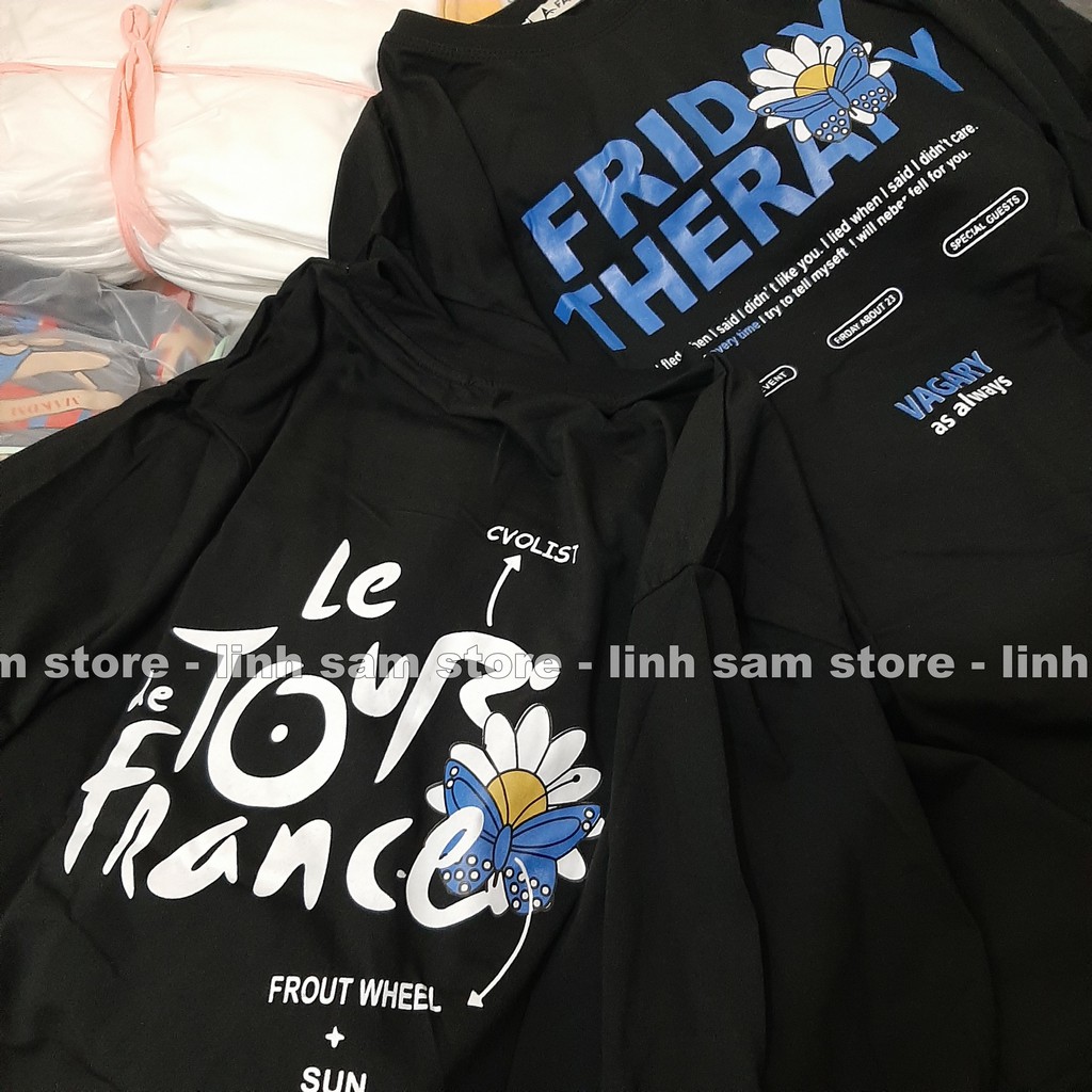 Áo thun tay lỡ nữ SAM CLO freesize - phông form rộng Unisex, mặc lớp, nhóm, cặp, in hình hoa cúc chữ FRIDAY THERAPY | BigBuy360 - bigbuy360.vn