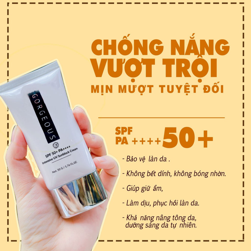 [Chính Hãng] Kem chống nắng Lớn (100g) Múi Xù THE GORGEOUS  - bảo vệ da với SPF 50+ PA++++ giúp da sáng hơn gấp 2X