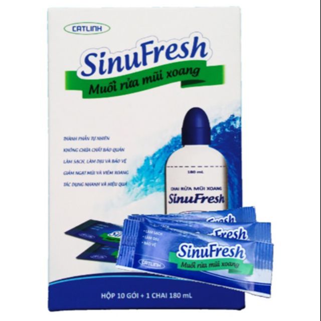 Bình +10 gói muối rửa mũi xoang cát linh mới suniFresh