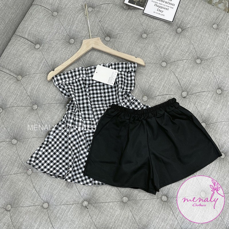 Sét style hàn quốc SE04, mẫu set bộ áo cúp ngực dáng peplum kết hợp quần sooc ống rộng cạp chun tôn dáng hiệu quả