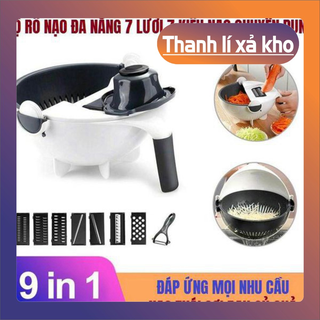 [𝐗𝐚̉ 𝐥𝐨̂̃ 69𝐤] Bộ Bào Sợi Rau Củ 9 Món Chipmart Kiêm Rổ Rửa 9 trong 1