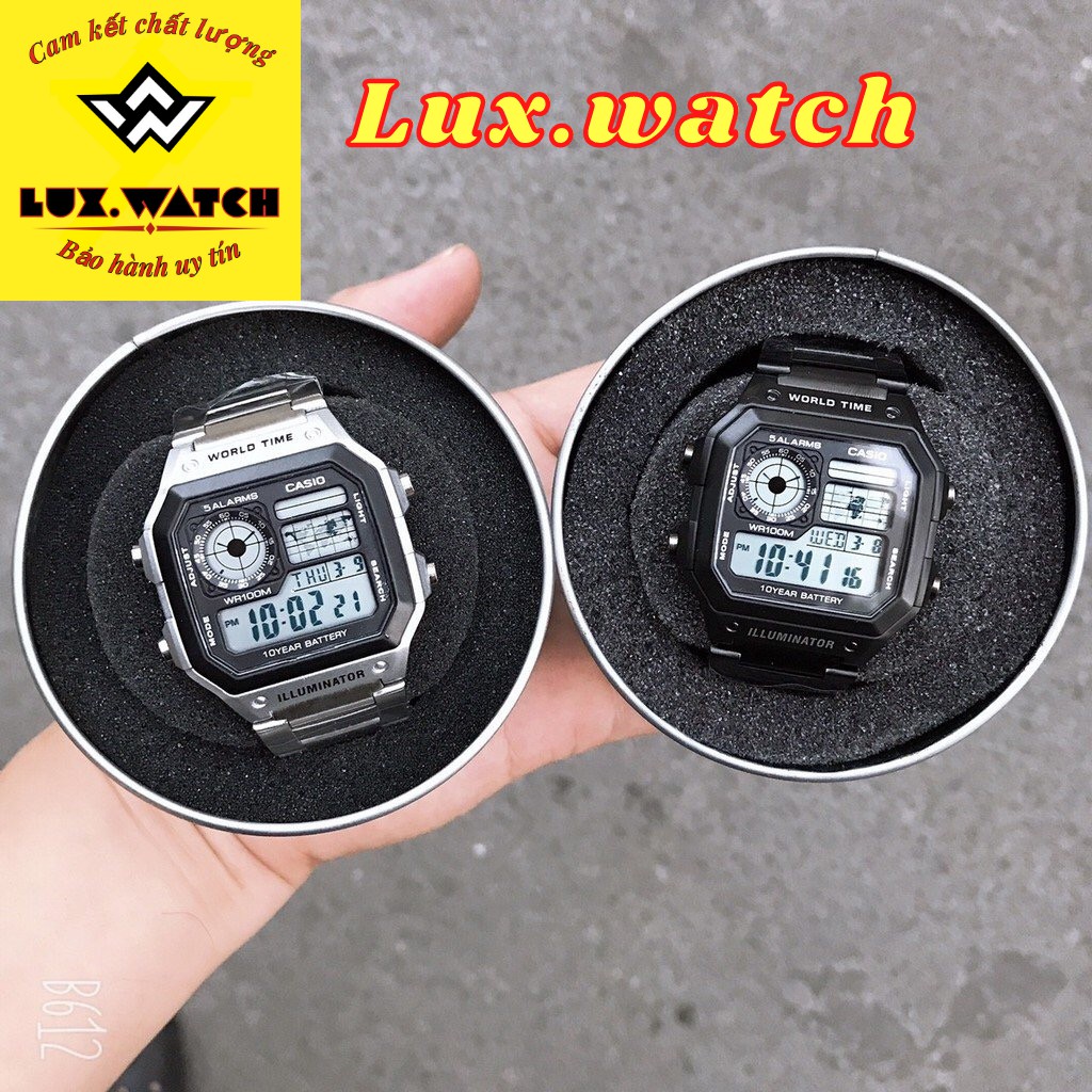 Đồng hồ thương hiệu máy nhật Caxio AE 1200-WHD classic chống nước, dây thép không gỉ phong cách quốc tế | BigBuy360 - bigbuy360.vn