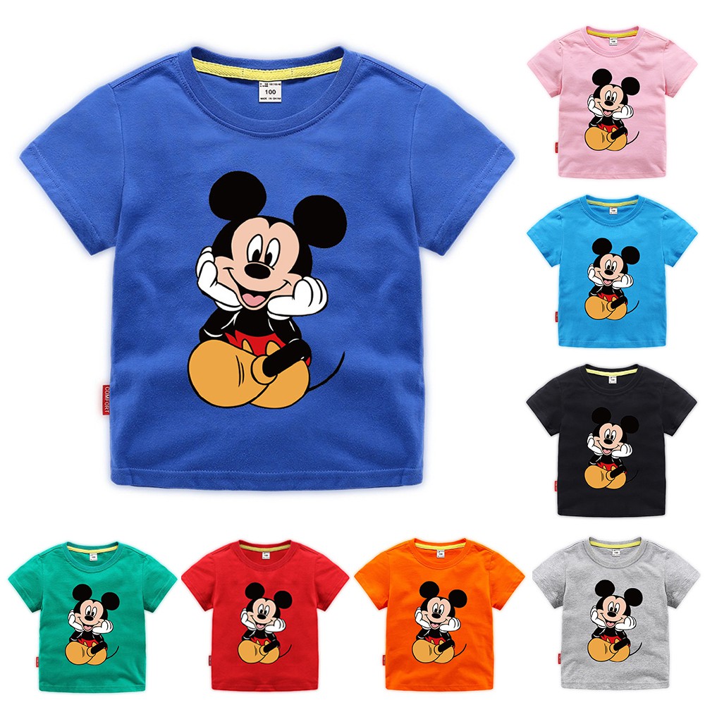 DISNEY Áo Thun Cotton Tay Ngắn In Hoạt Hình Chuột Mickey Thời Trang Mùa Hè 2020 Cho Bé