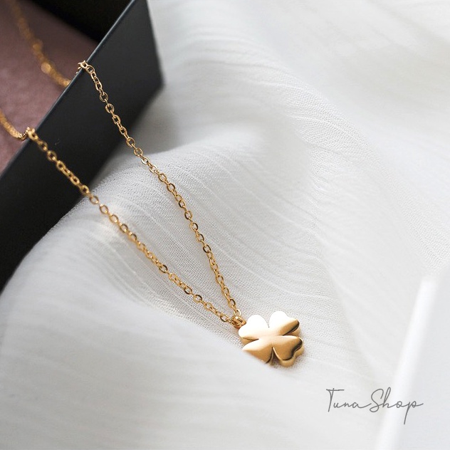 Dây chuyền Bạc cỏ may mắn, Vòng cổ Bạc nữ cỏ 4 lá _ 𝐂𝐚𝐦 𝐤𝐞̂́𝐭 𝐜𝐡𝐮𝐚̂̉𝐧 𝐁𝐚̣𝐜 _TUNASILVER