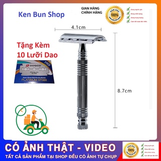 Dao cạo râu INOX cổ điển 6338 có thể thay lưỡi lam, Tặng kèm 10 lưỡi dao cạo