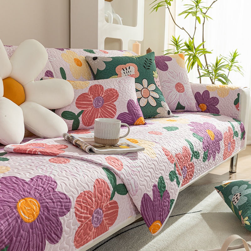 Vỏ Bọc Đệm Ghế Sofa Chống Trượt In Họa Tiết Hoa Đơn Giản Thông Dụng Trang Trí Nhà Cửa