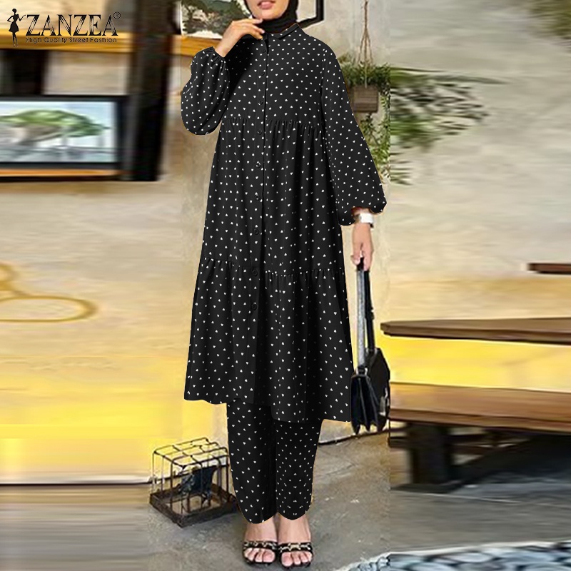 Zanzea Set Đồ Hai Lớp Tay Phồng Họa Tiết Chấm Bi Nhiều Lớp Kèm Túi Lưng Thun Dành Cho Nữ