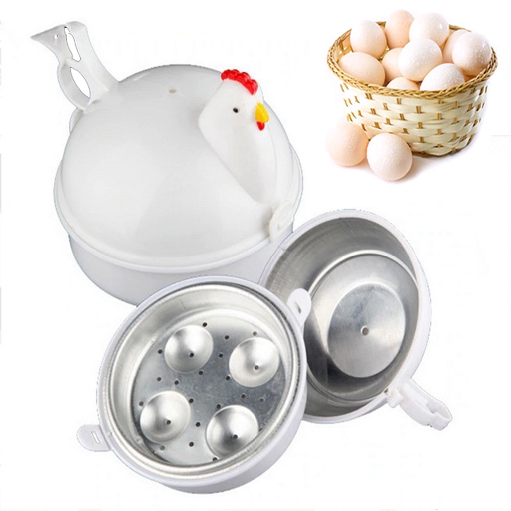 Dụng Cụ Luộc Trứng Hình Gà Dễ Thương Bằng Thép Không Gỉ Cho Lò Vi Sóng