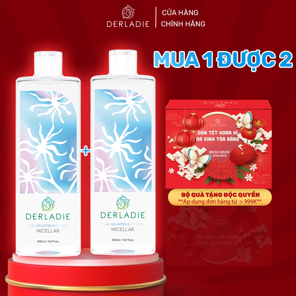 Nước Tẩy Trang Làm Sạch Sâu Cho Da Mụn Derladie Cleansing Water Witch Hazel