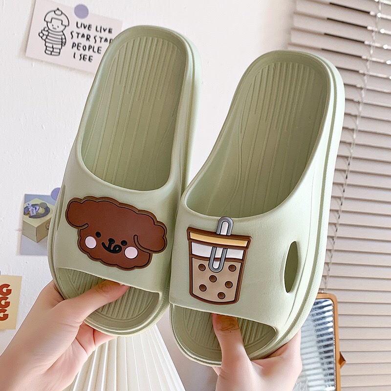 Dép gấu trà sữa 3 màu pastel có thông hơi siêu êm