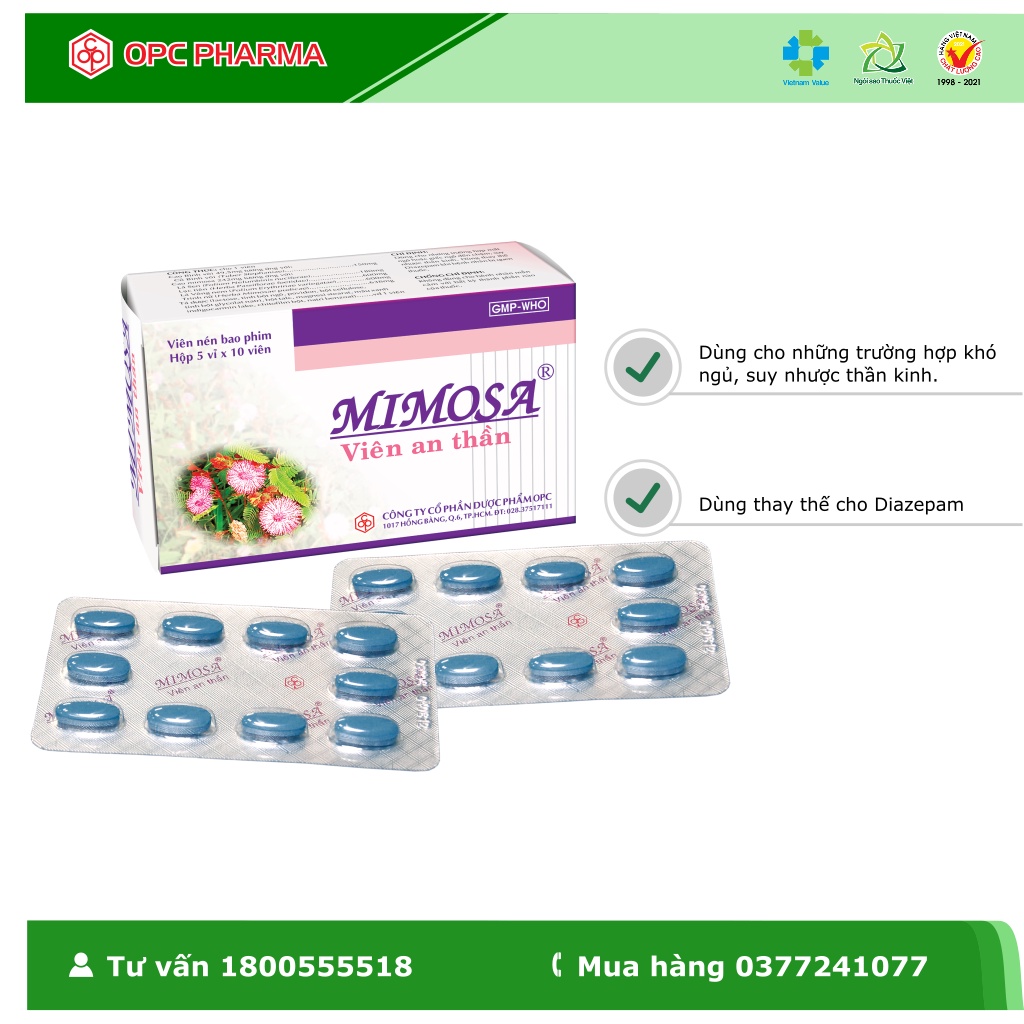 MIMOSA OPC  - Dùng cho giấc ngủ đến chậm, suy nhược thần kinh - Hàng chính hãng OPC