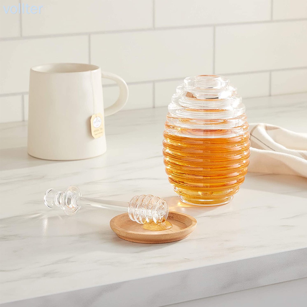 Lọ Đựng Mật Ong Bằng Acrylic Trong Suốt 8oz Kèm Que Lấy Mật Ong Tiện Dụng