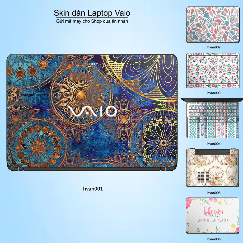 Skin dán Laptop Sony Vaio in hình Hoa văn (inbox mã máy cho Shop)