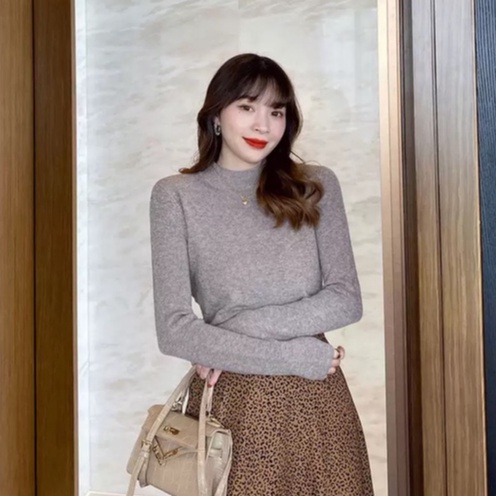 Áo len nữ cổ 3 phân trơn siêu basic hàng Quảng Châu chất len mềm mịn nhiều màu tôn dáng thời trang - ALN01