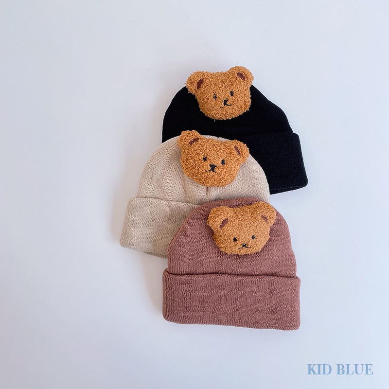 Mũ Len Dệt Kim Hình Gấu Siêu Dễ Thương Thời Trang Mùa Đông Cho Bé