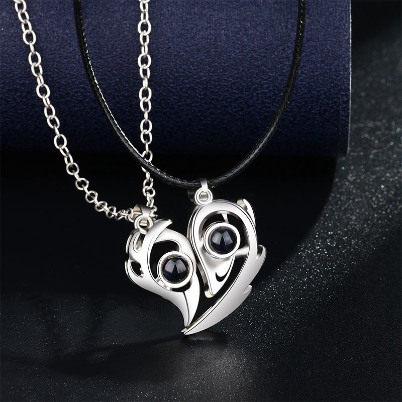 1 Cặp vòng cổ Đôi Hình Trái Tim 100 Ngôn Ngữ I Love You