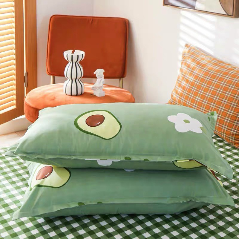 Bộ chăn ga gối cotton poly DươngAnh Decor - Mẫu bơ xanh