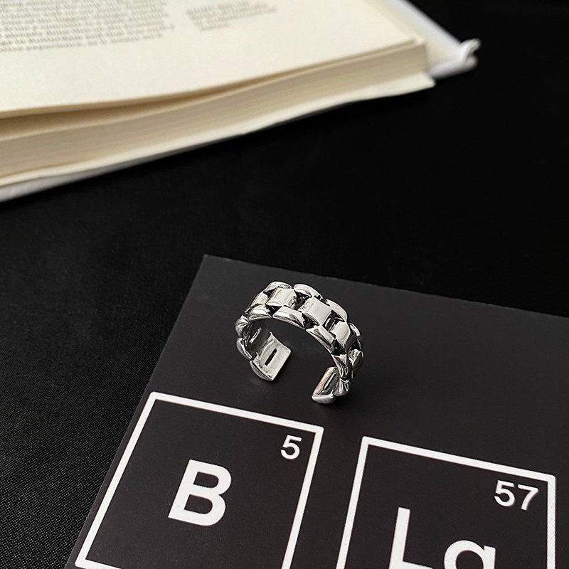 Nhẫn Bạc Phối Dây Xích Phong Cách Hip Hop Cổ Điển