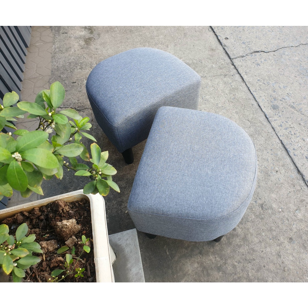 Ghế Sofa Đôn Vải Bố Màu Xám Xinh Xắn Chân Cao 15cm - Ghế Đôn Tròn Bầu Nhỏ Mini