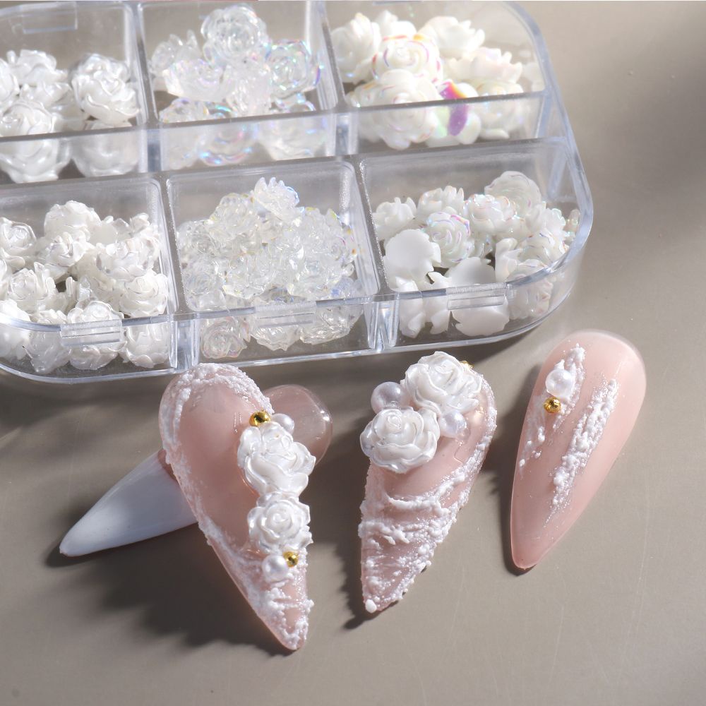 [Hàng mới về] Phụ kiện trang trí móng tay hình hoa 3d diy nhiều màu sắc