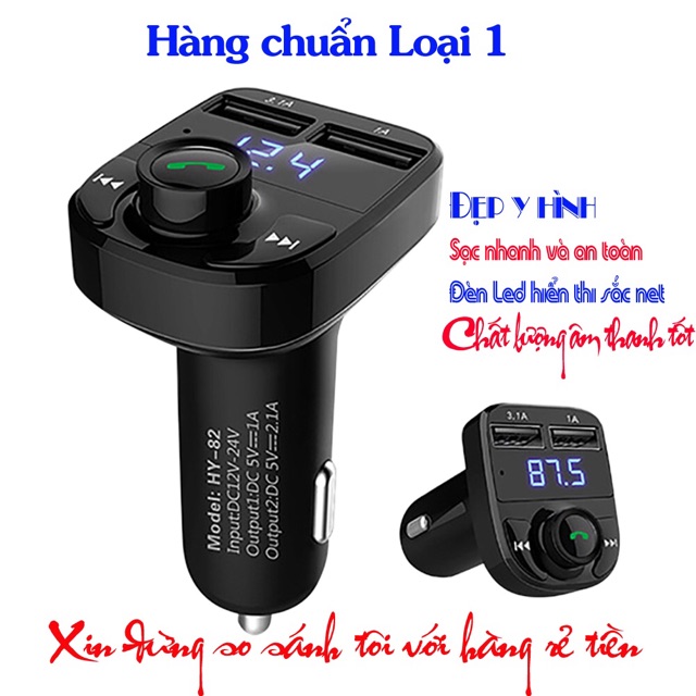 Tẩu Sạc Pro 5in1 trên oto, nghe nhạc bluetooth, usb, thẻ nhớ cao cấp HY-82