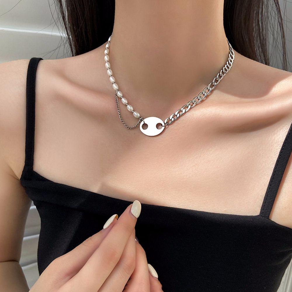 AROMA Vòng cổ Thép Titan Mặt Hình Mũi Heo Thời Trang Hàn Quốc