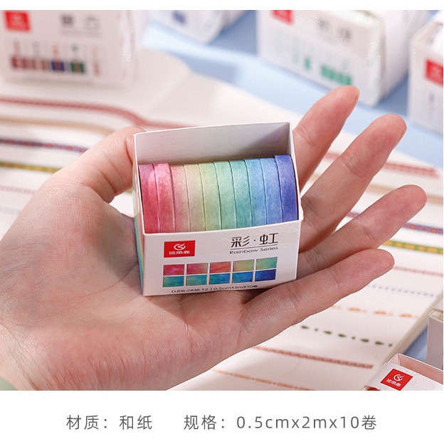 Băng dính washi tape set 10 cuộn WS11 - Băng keo nhiều họa tiết trang trí sổ tay