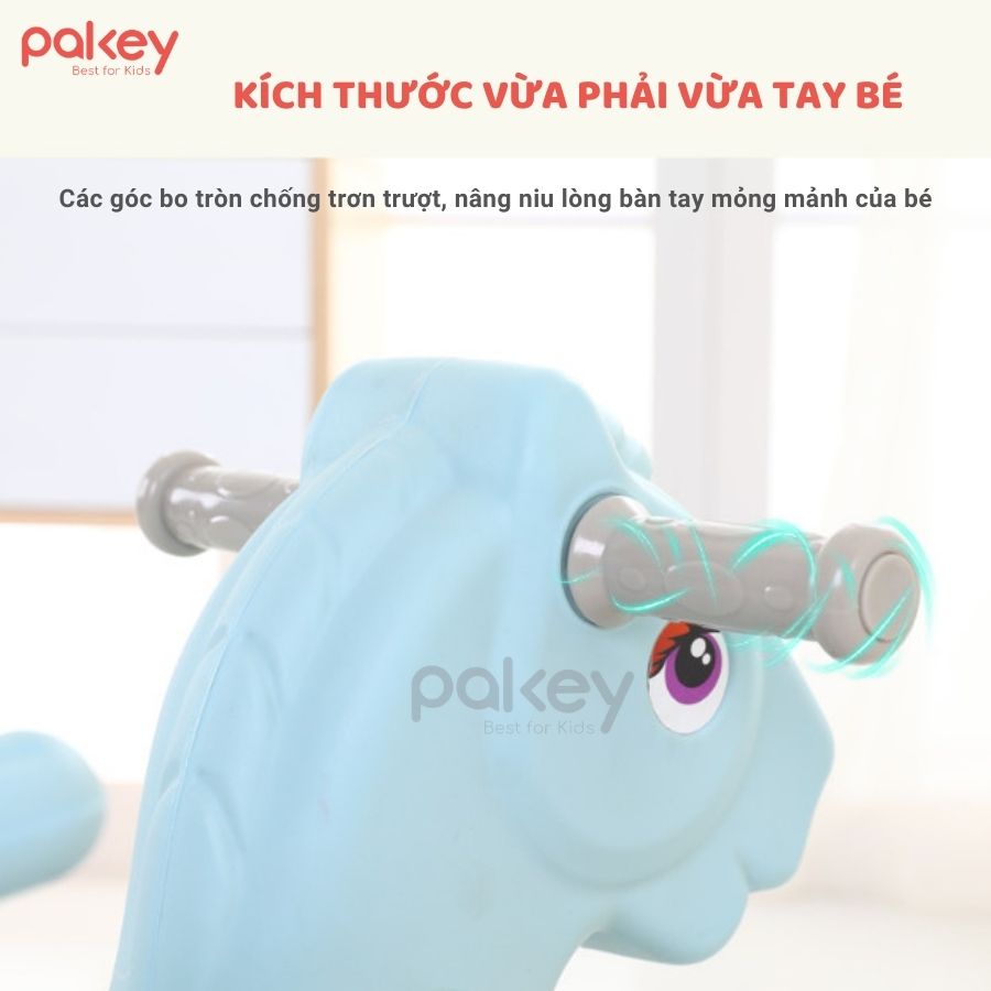 Ngựa bập bênh cho bé Pakey Simple đa chức năng TẶNG KÈM gấu phát nhạc sẵn 2 màu