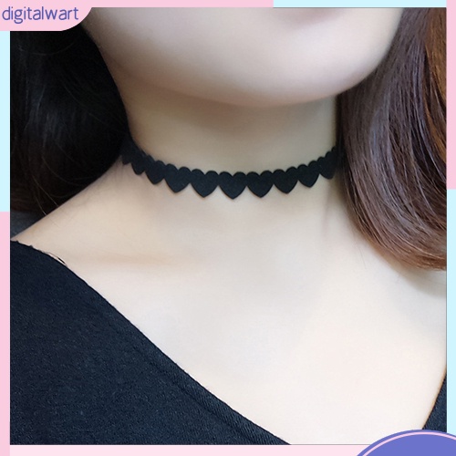 Dây chuyền choker phối nhung mặt trái tim cá tính dành cho nữ