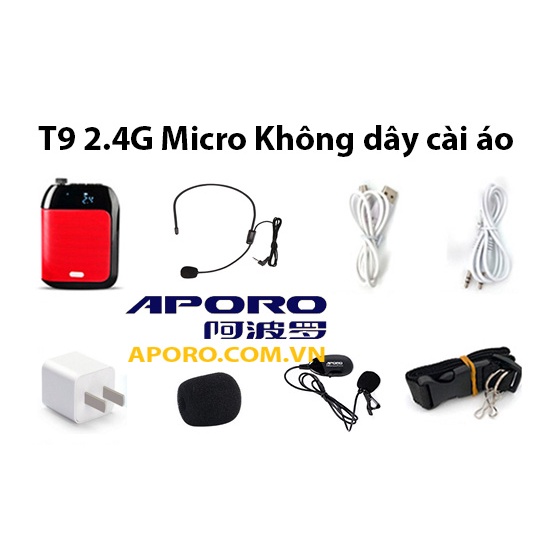 Máy trợ giảng Aporo T9 2.4G Mic không dây Bluetooth.