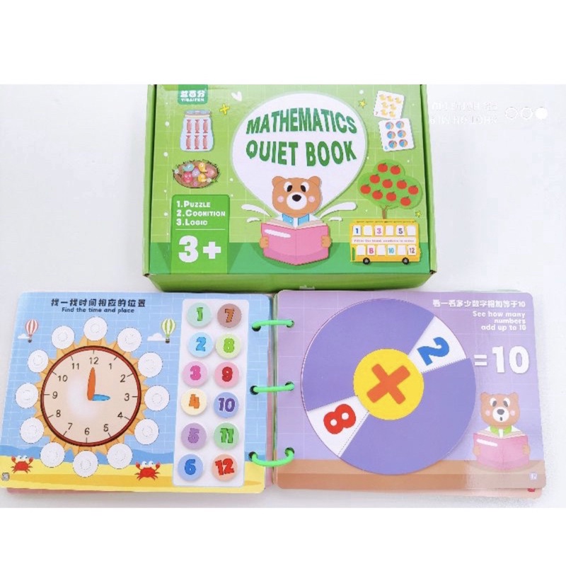 Đồ Chơi Giáo Dục Học Liệu Toán Học Thông Minh Mathematics Quiet Book, Học Liệu Bóc Dán Montessori Giáo Dục Sớm Cho Bé