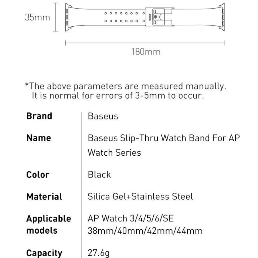 Dây đeo cao cấp Baseus Slip-Thru Watch Band dùng cho Apple Watch Series 3/4/5/6/SE (Khoá chống giật thông minh) - LVN001