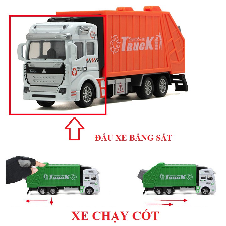 Xe rác đồ chơi trẻ em tỉ lệ 1:48 xe bằng hợp kim và nhựa