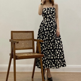 Đầm hai dây cột dây lưng - Polka Dot
