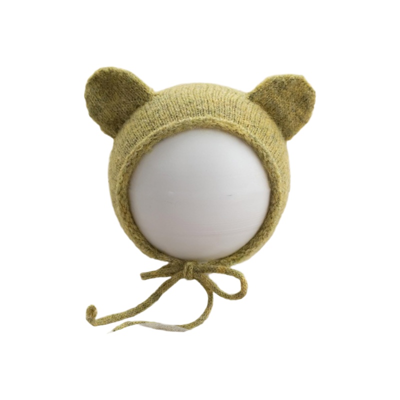 Mũ Đan Len Thủ Công Hình Tai Thỏ Dễ Thương Làm Phụ Kiện Chụp Ảnh Cho Bé Sơ Sinh